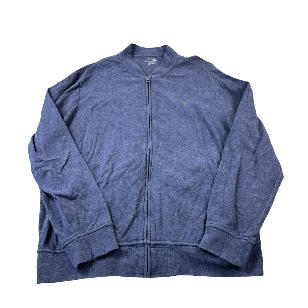 Polo Ralph Lauren Blue Full Zip Cotton Mens Bomber Jacket Size XL